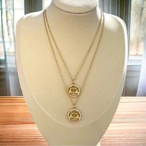 Taylor Swift Heart Hands Sign Fearless Eras Gold Necklace Pendant - Picture 2 of 7